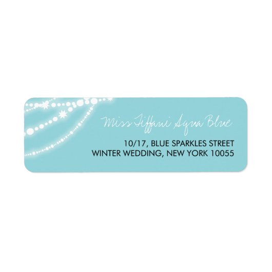 Aqua Sparkles Glow Strandsスタイリッシュのアドレ結婚ス ラベル (正面)