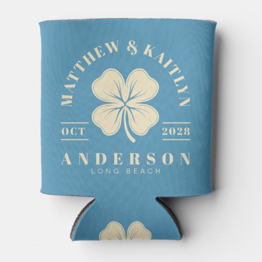 Aqua Splash Irish Lucky Clover Wedding Crest 缶クーラー (正面)