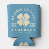 Aqua Splash Irish Lucky Clover Wedding Crest 缶クーラー (裏面)