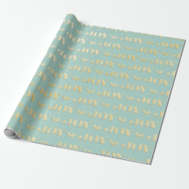 Aqua & Teal Christmas Wrapping Paper with Gold Acc ラッピングペーパー