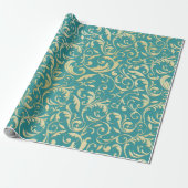 Aqua & Teal Christmas Wrapping Paper with Gold Acc ラッピングペーパー (アンロールド)