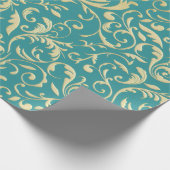 Aqua & Teal Christmas Wrapping Paper with Gold Acc ラッピングペーパー (角)