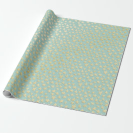Aqua & Teal Christmas Wrapping Paper with Gold Acc ラッピングペーパー
