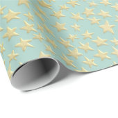 Aqua & Teal Christmas Wrapping Paper with Gold Acc ラッピングペーパー (ロールコーナー)