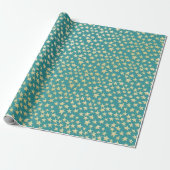 Aqua & Teal Christmas Wrapping Paper with Gold Acc ラッピングペーパー (アンロールド)