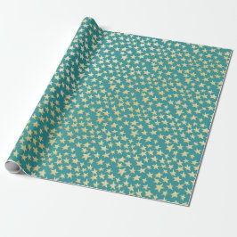 Aqua & Teal Christmas Wrapping Paper with Gold Acc ラッピングペーパー