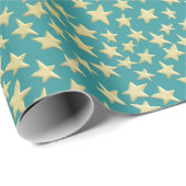 Aqua & Teal Christmas Wrapping Paper with Gold Acc ラッピングペーパー (ロールコーナー)