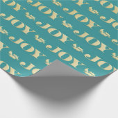 Aqua & Teal Christmas Wrapping Paper with Gold Acc ラッピングペーパー (角)