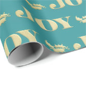 Aqua & Teal Christmas Wrapping Paper with Gold Acc ラッピングペーパー (ロールコーナー)