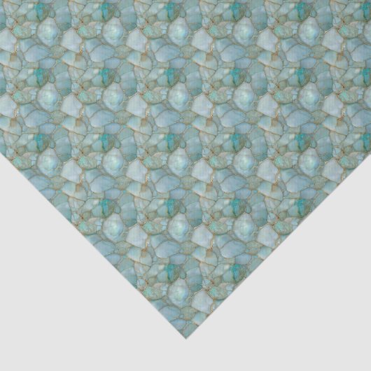 Aqua Teal Gold Mosaic Sea Glass Small Scale  薄葉紙 (詳細)