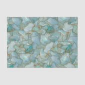 Aqua Teal Gold Watercolor Marbelized Sea Glass  薄葉紙 (正面)