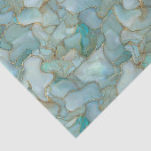 Aqua Teal Gold Watercolor Marbelized Sea Glass  薄葉紙 (詳細)