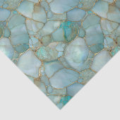 Aqua Teal Gold Watercolor Mosaic Sea Glass 薄葉紙 (詳細)