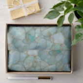 Aqua Teal Gold Watercolor Mosaic Sea Glass 薄葉紙 (ギフト)