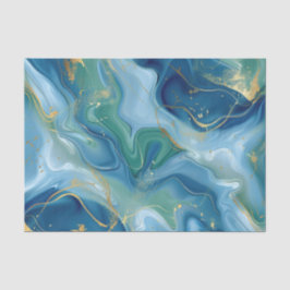 Aqua Teal Mint Gold Watercolor Abstract Decoupage  薄葉紙