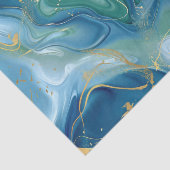 Aqua Teal Mint Gold Watercolor Abstract Decoupage  薄葉紙 (詳細)