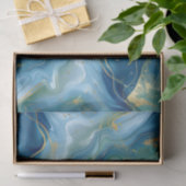 Aqua Teal Mint Gold Watercolor Abstract Decoupage  薄葉紙 (ギフト)