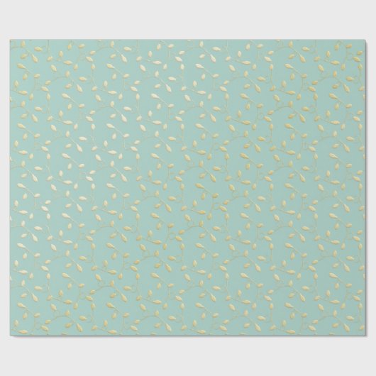 Aqua & Teal Xmas Wrapping Paper with Gold Accents ラッピングペーパー (フラット)