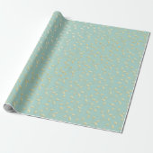 Aqua & Teal Xmas Wrapping Paper with Gold Accents ラッピングペーパー (アンロールド)