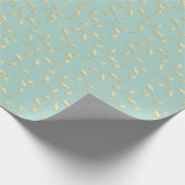 Aqua & Teal Xmas Wrapping Paper with Gold Accents ラッピングペーパー (角)