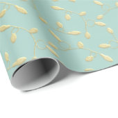 Aqua & Teal Xmas Wrapping Paper with Gold Accents ラッピングペーパー (ロールコーナー)