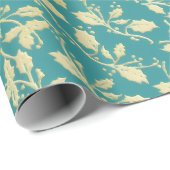 Aqua & Teal Xmas Wrapping Paper with Gold Accents ラッピングペーパー (ロールコーナー)