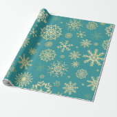  Aqua & Teal Xmas Wrapping Paper with Gold Accents ラッピングペーパー (アンロールド)