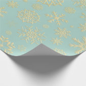 Aqua & Teal Xmas Wrapping Paper with Gold Accents ラッピングペーパー (角)