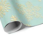Aqua & Teal Xmas Wrapping Paper with Gold Accents ラッピングペーパー (ロールコーナー)