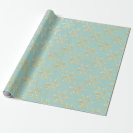 Aqua & Teal Xmas Wrapping Paper with Gold Accents ラッピングペーパー