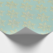 Aqua & Teal Xmas Wrapping Paper with Gold Accents ラッピングペーパー (角)