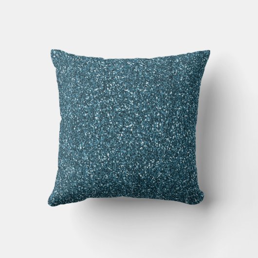 Aqua Teal Zebra Print Glitter      クッション (裏面)