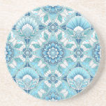 Aqua, Teals, Blues & White Art Deco Coastal コースター<br><div class="desc">Bright Aqua,  Seafoam Teal,  Soft Turquoise,  Deep Teal Blue,  Slate Blue,  Powder Blue,  Sea-green,  Cool gray & White – 
Coastal Art Deco Pattern</div>