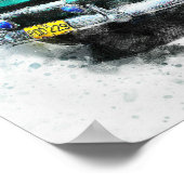 Aqua Vintage Car 1950s 16インチX 12インチ ポスター (角)