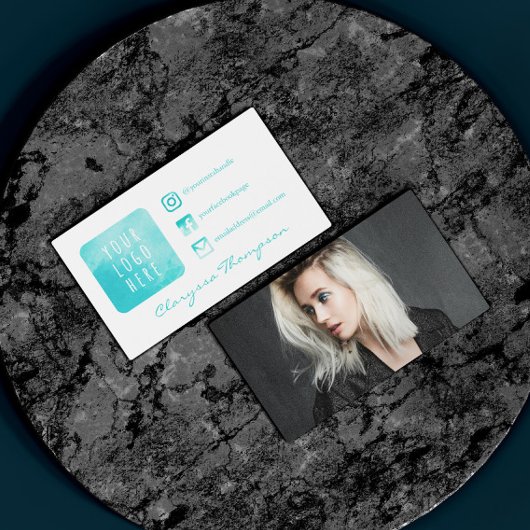 Aqua Water Colorロゴ&フォトソーシャルメディア 名刺