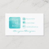 Aqua Water Colorロゴ&フォトソーシャルメディア 名刺 (正面)