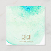 Aqua Watercolor Studs Earring Display Holder スクエア名刺 (正面)