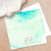 Aqua Watercolor Studs Earring Display Holder スクエア名刺