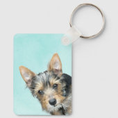 Aqua Watercolor with Pet Photo キーホルダー (裏面)