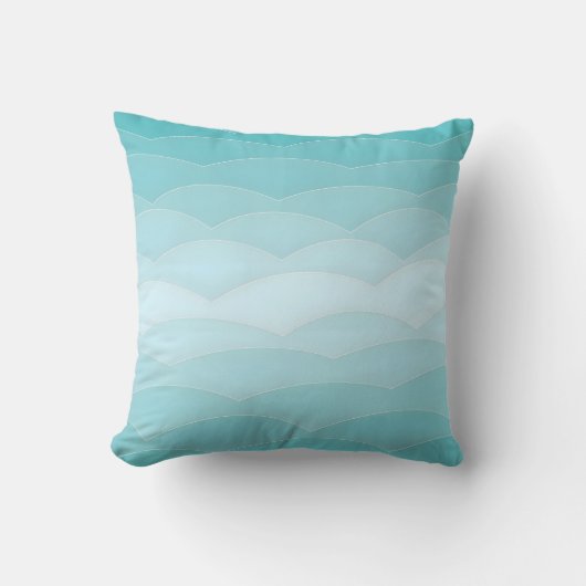 Aqua Wave Gradient | Modern Ocean Pattern クッション (正面)