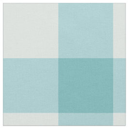 Aqua White Gingham Check Combed Cotton Fabric ファブリック