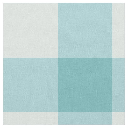 Aqua White Gingham Check Combed Cotton Fabric ファブリック (クローズアップ)