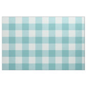 Aqua White Gingham Check Combed Cotton Fabric ファブリック (ファットクウォーター)