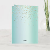 Aqua White Mint Gold Confetti Christmas カード (裏面)