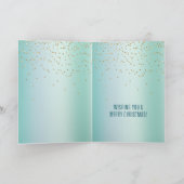 Aqua White Mint Gold Confetti Christmas カード (内部)