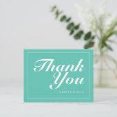 Aqua & White Modern Minimalist Thank You Postcard ポストカード (スタンド正面)