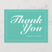 Aqua & White Modern Minimalist Thank You Postcard ポストカード (正面)