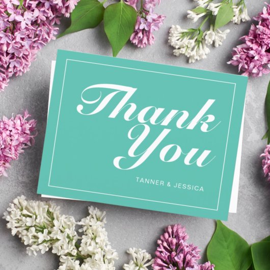 Aqua & White Modern Minimalist Thank You Postcard ポストカード