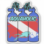 Aquaholic Scuba Diving Sticker シール (正面)