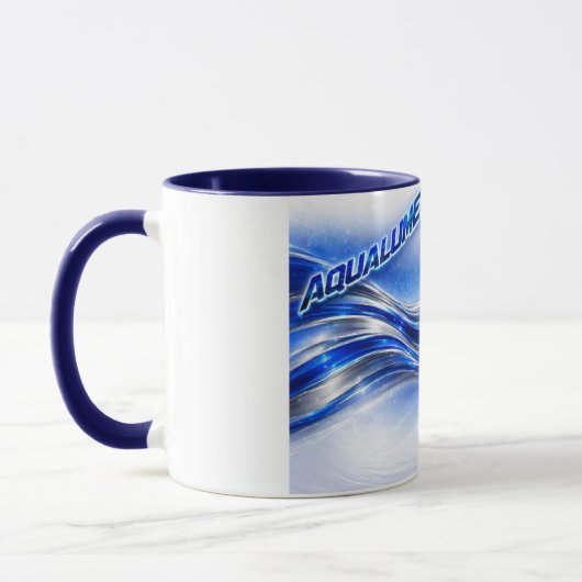 Aqualume Flow  – Blue Silver Wave Energy Mug マグカップ (左)